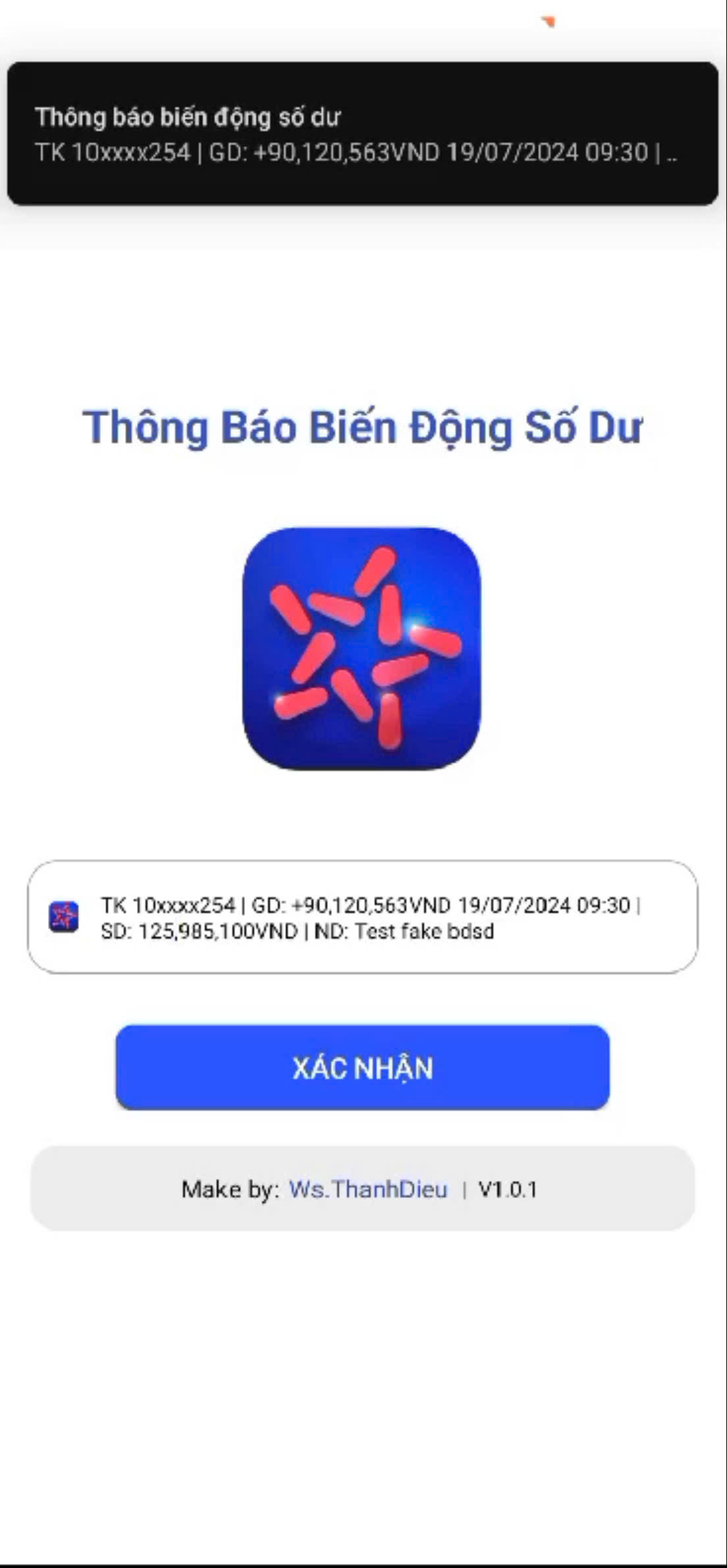  APP FAKE THÔNG BÁO BDSD MB BANK - HỖ TRỢ ANDROID APK - WusTeam