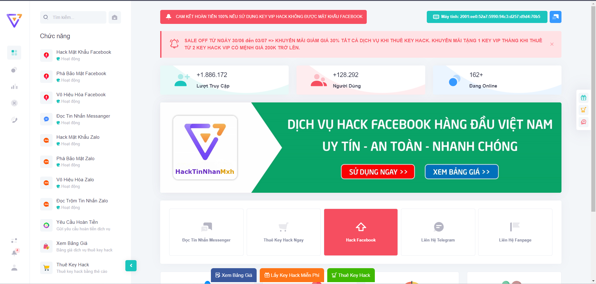 CODE SCAM DỊCH VỤ FACEBOOK - ZALO ĐỌC TRỘM TIN NHẮN