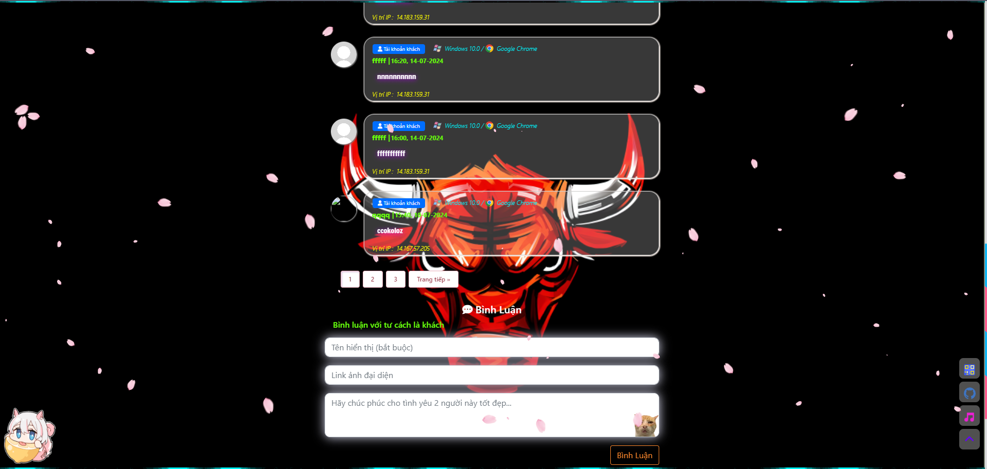 CODE ĐIẾM NGÀY YÊU CÓ TRANG QUẢN TRỊ - BÌNH LUẬN