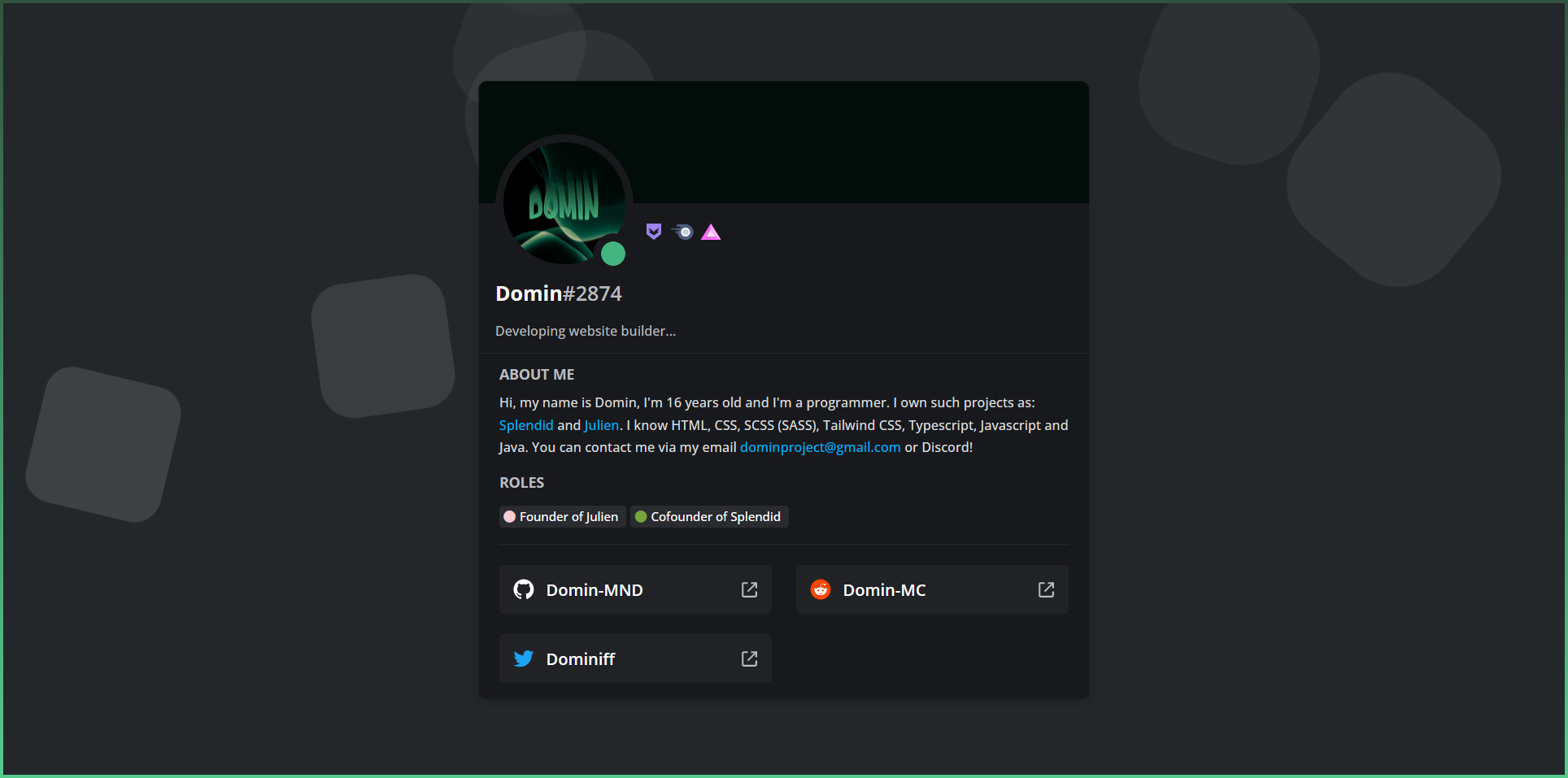 Code Discord Profile Card 